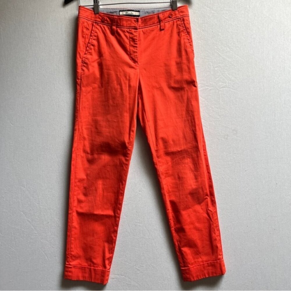 Cambio Orange Cotton Cuffed Trousers Slim Fit Professional Pants Size 6 30"